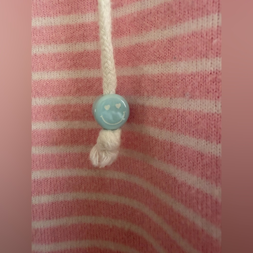 PJ SALVAGE HAPPY DAYS Pink and white Striped Hoodie and short, pajama set! - Picture 3 of 3